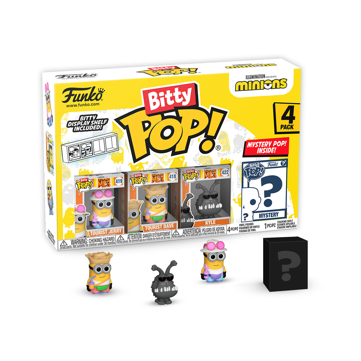 Bitty Pop! Minions: Tourist Jerry 4-Pack Mini Vinyl Figure with Mystery