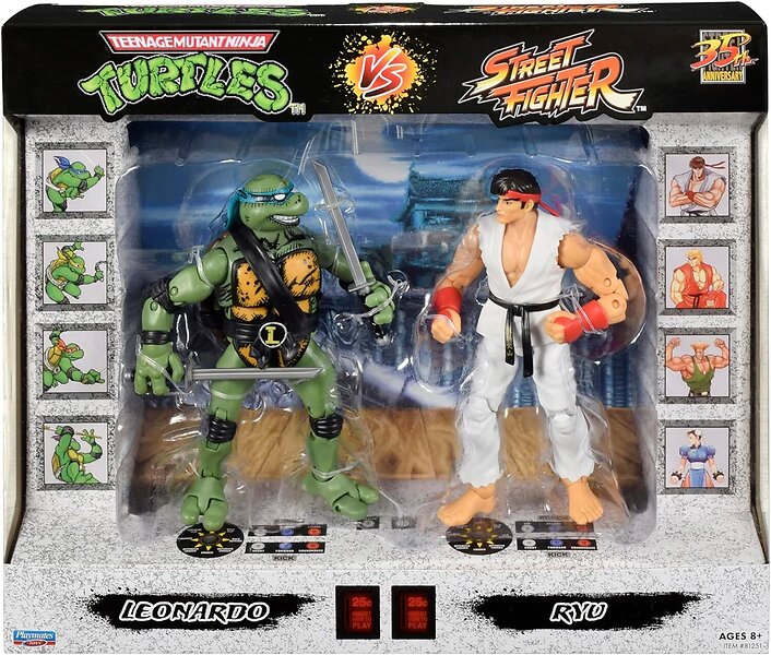 TMNT Leonardo Vs Ryu Figurine Twin Pack