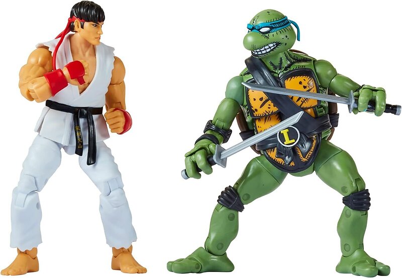 TMNT Leonardo Vs Ryu Figurine Twin Pack
