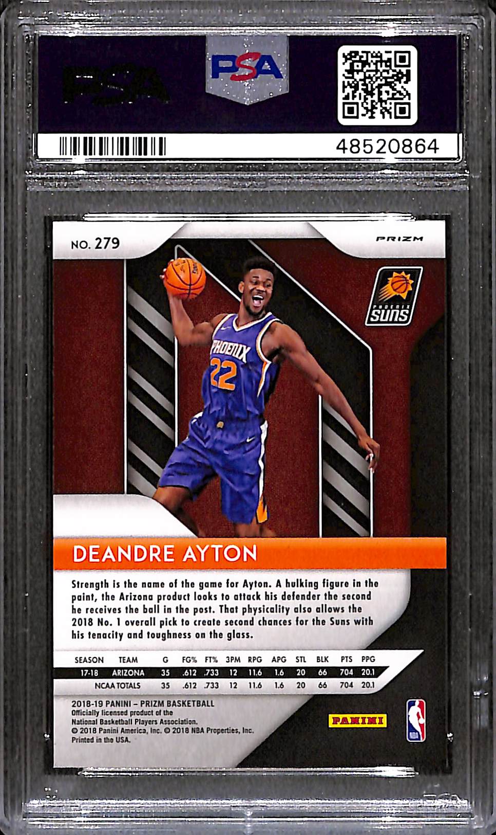 NBA Graded Card 2018 Panini Prizm [279 Deandre Ayton Pink Ice PSA 10