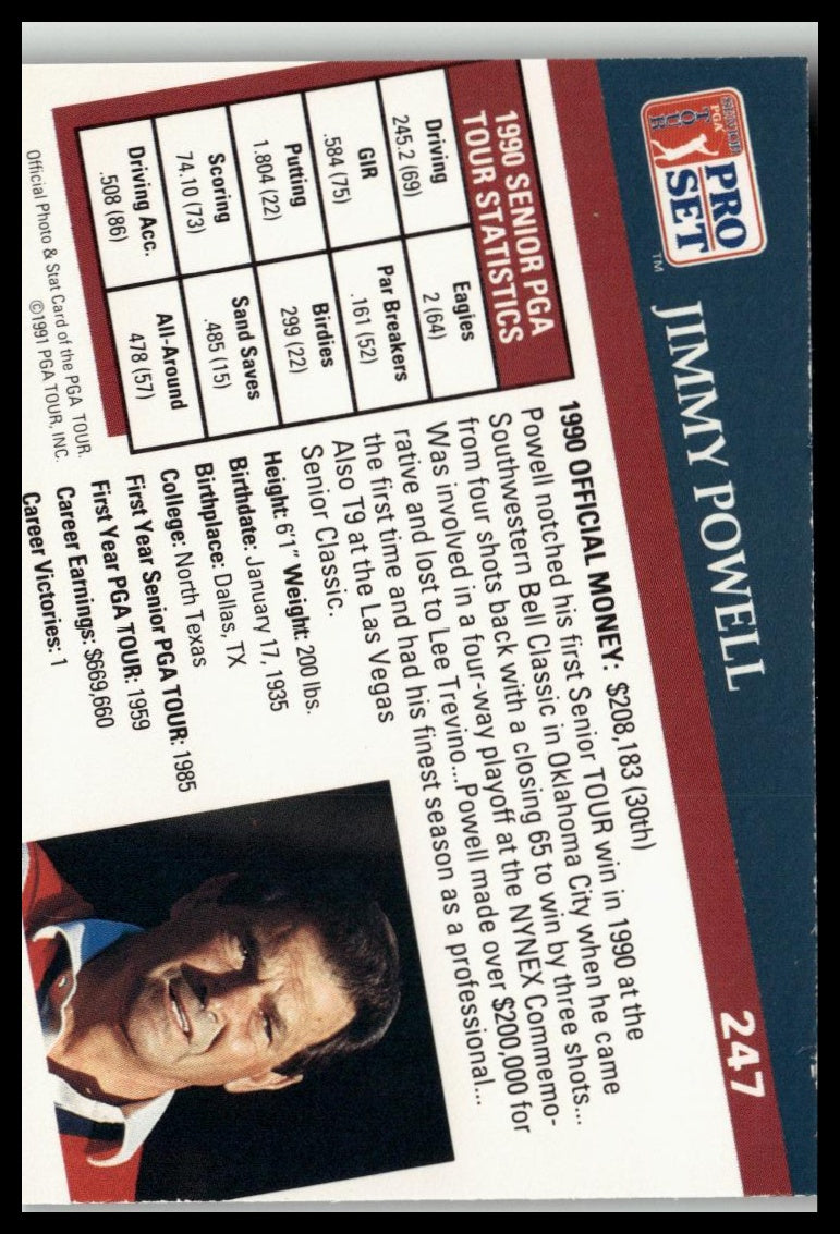 Golf Singles 1991 Pro Set PGA Tour [247 Jimmy Powell