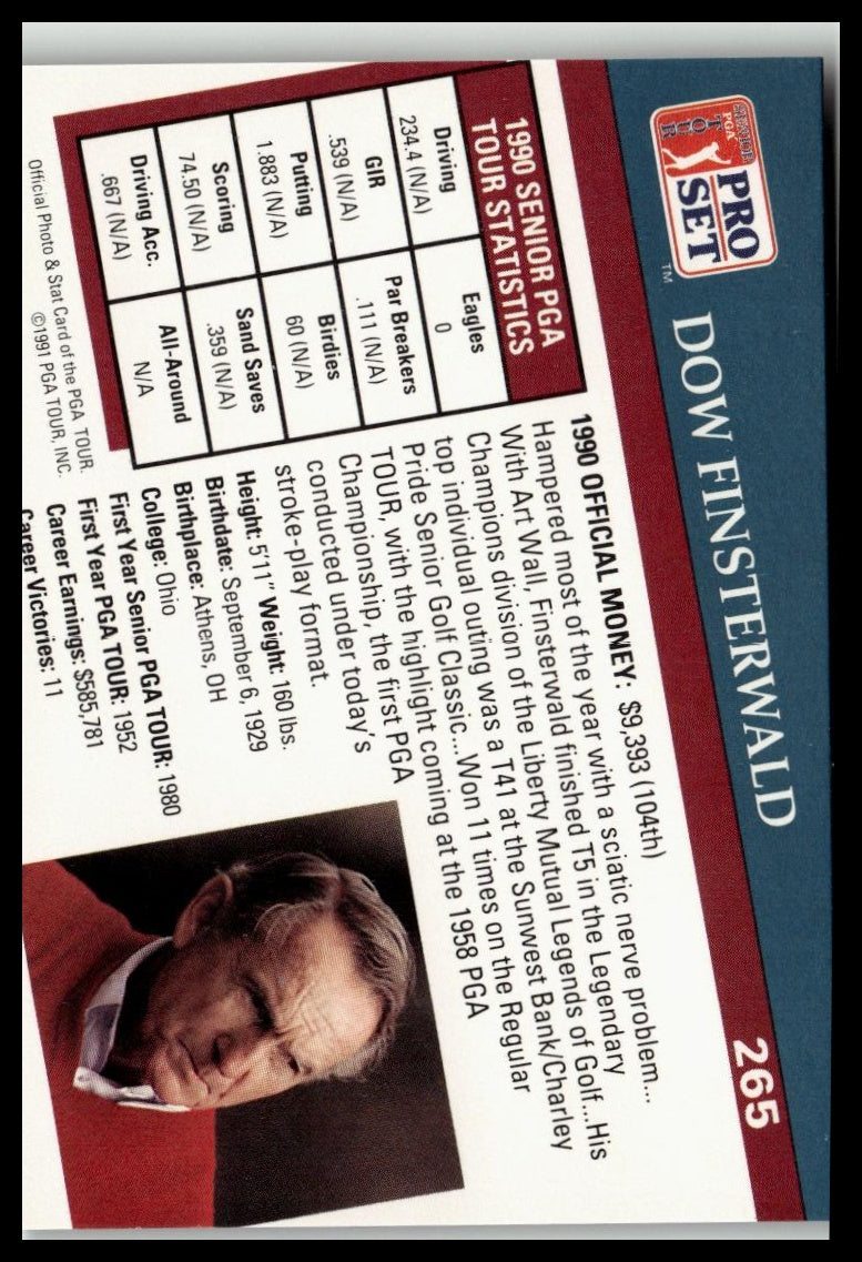 Golf Singles 1991 Pro Set PGA Tour [265 Dow Finsterwald