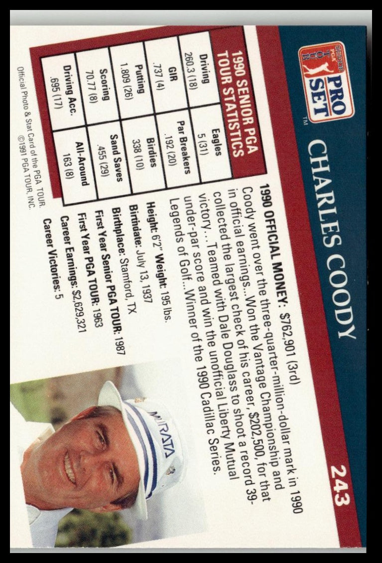 Golf Singles 1991 Pro Set PGA Tour [243 Charles Coody