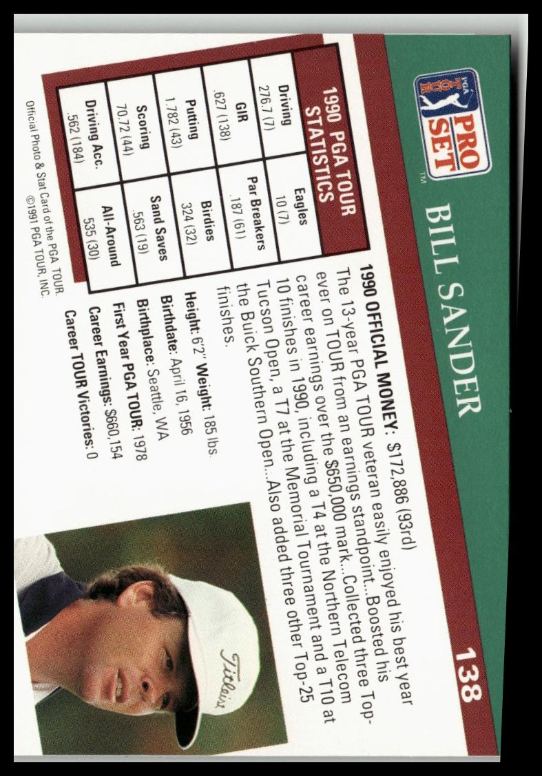 Golf Singles 1991 Pro Set PGA Tour [138 Bill Sander