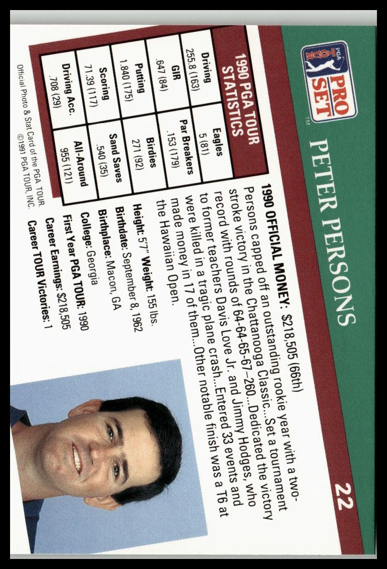 Golf Singles 1991 Pro Set PGA Tour [22 Peter Persons