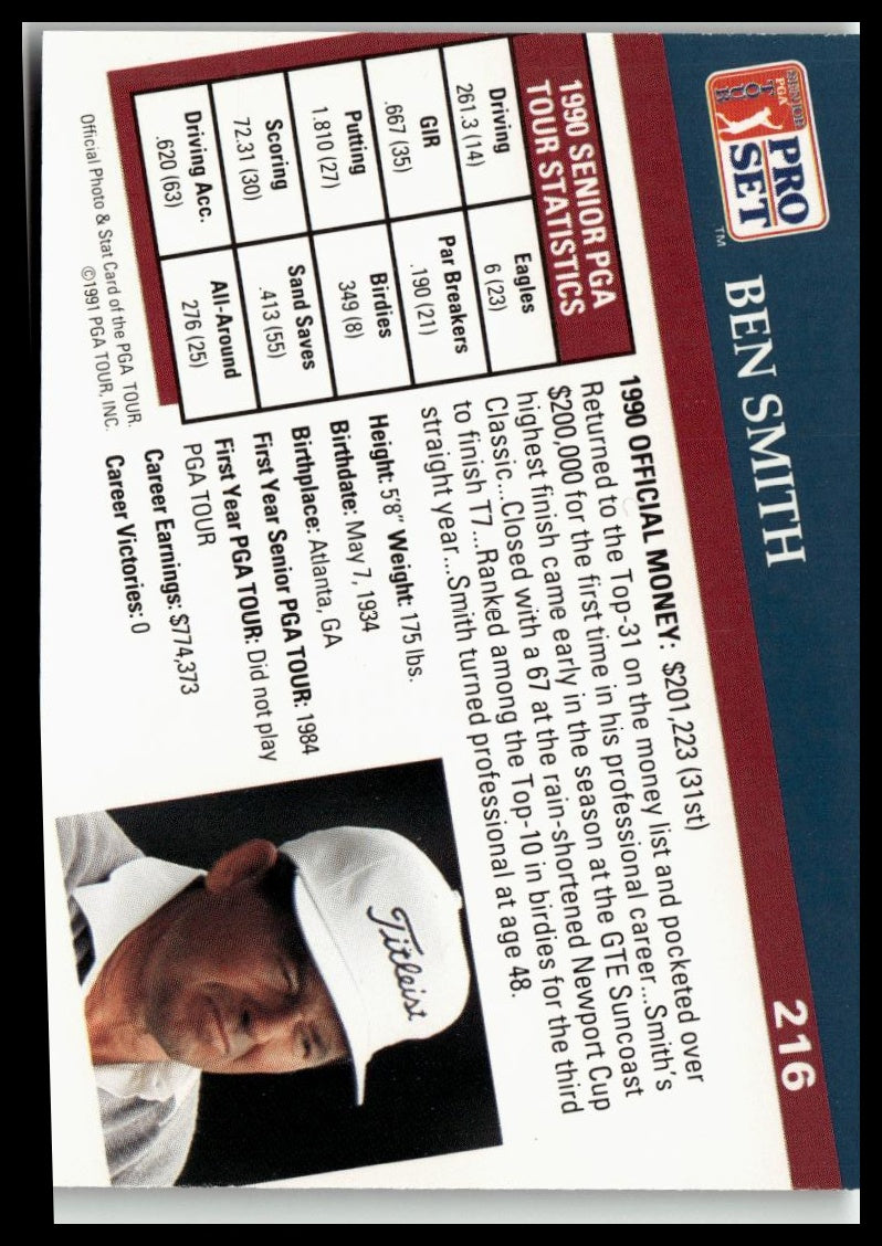 Golf Singles 1991 Pro Set PGA Tour [216 Ben Smith