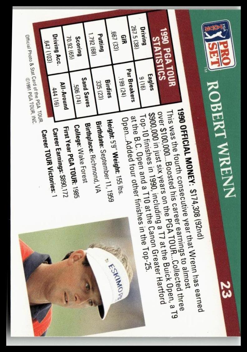 Golf Singles 1991 Pro Set PGA Tour [23 Robert Wrenn