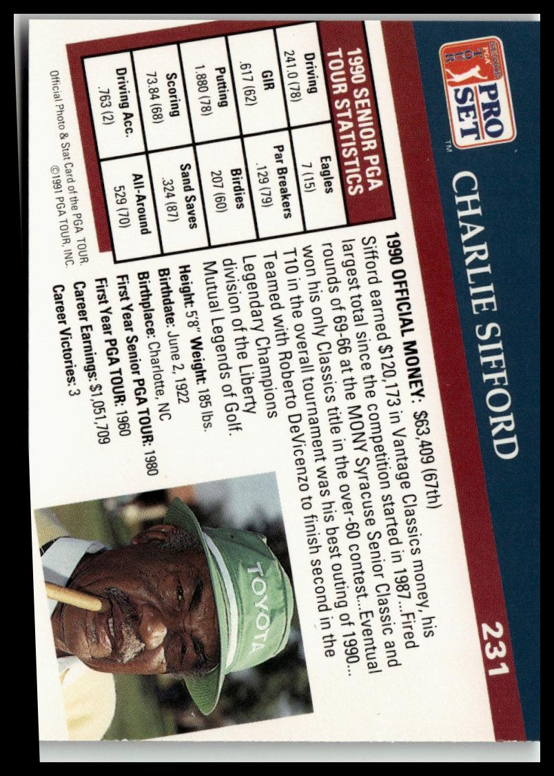 Golf Singles 1991 Pro Set PGA Tour [231 Charlie Sifford