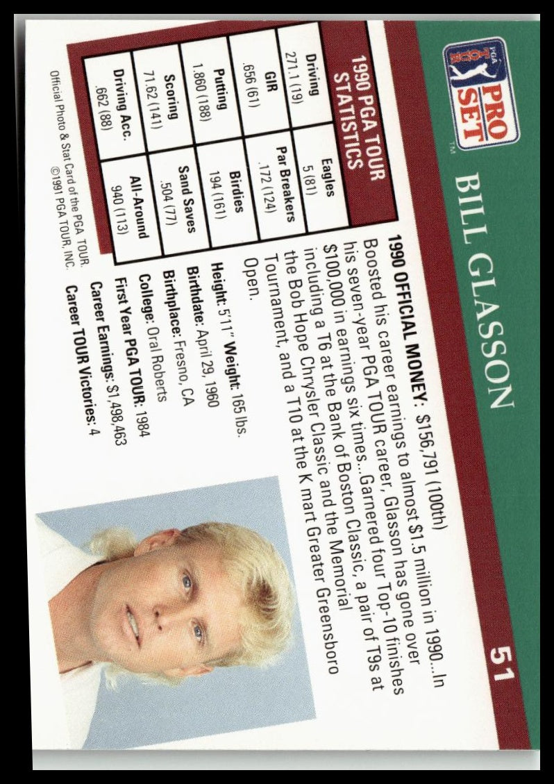 Golf Singles 1991 Pro Set PGA Tour [51 Bill Glasson
