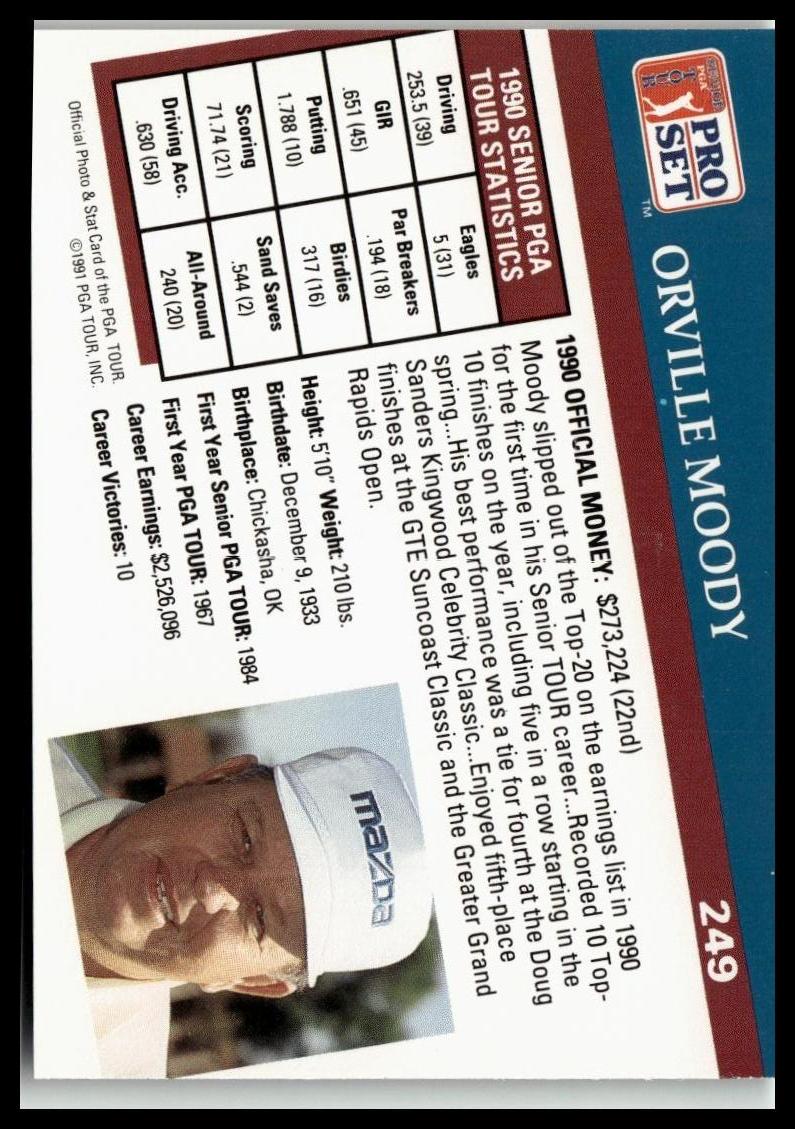 Golf Singles 1991 Pro Set PGA Tour [249 Orville Moody