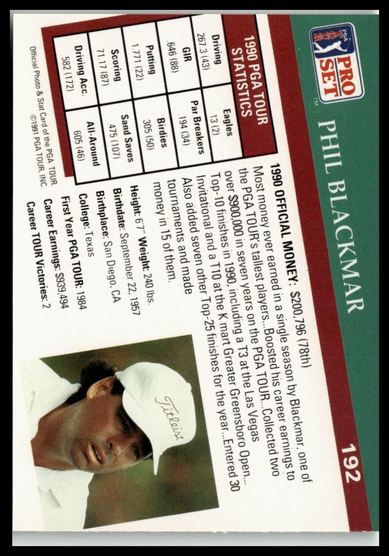 Golf Singles 1991 Pro Set PGA Tour [192 Phil Blackmar