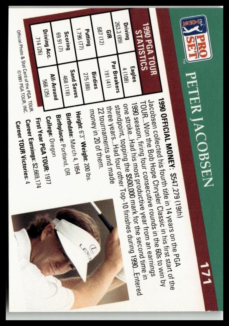 Golf Singles 1991 Pro Set PGA Tour [171 Peter Jacobsen