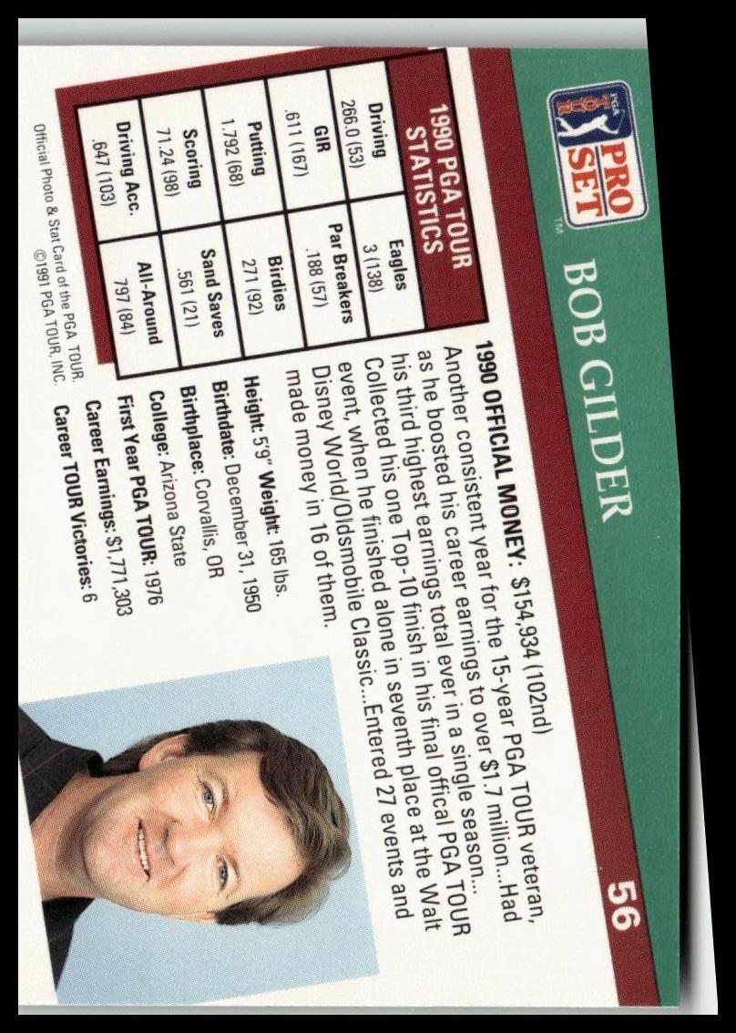 Golf Singles 1991 Pro Set PGA Tour [56 Bob Gilder