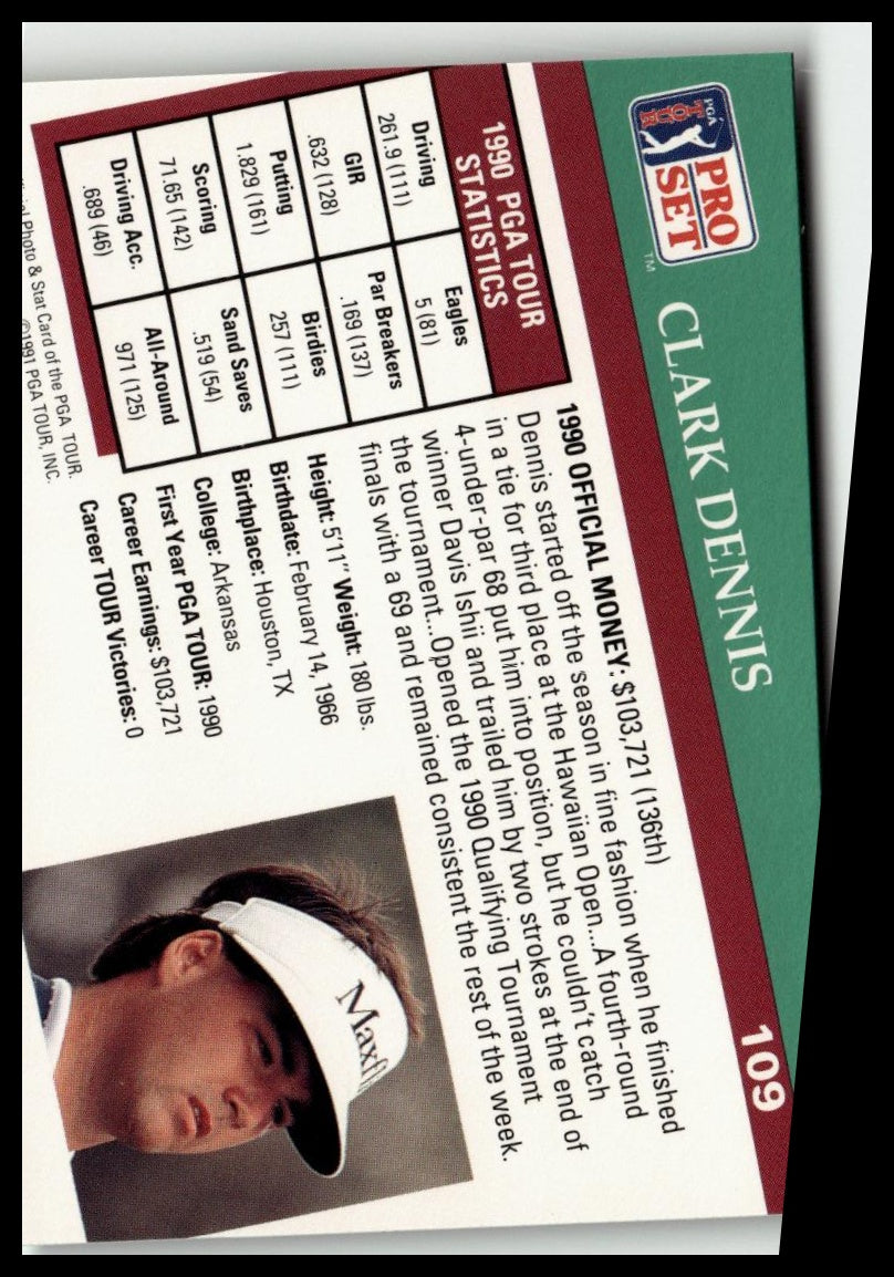 Golf Singles 1991 Pro Set PGA Tour [109 Clark Dennis