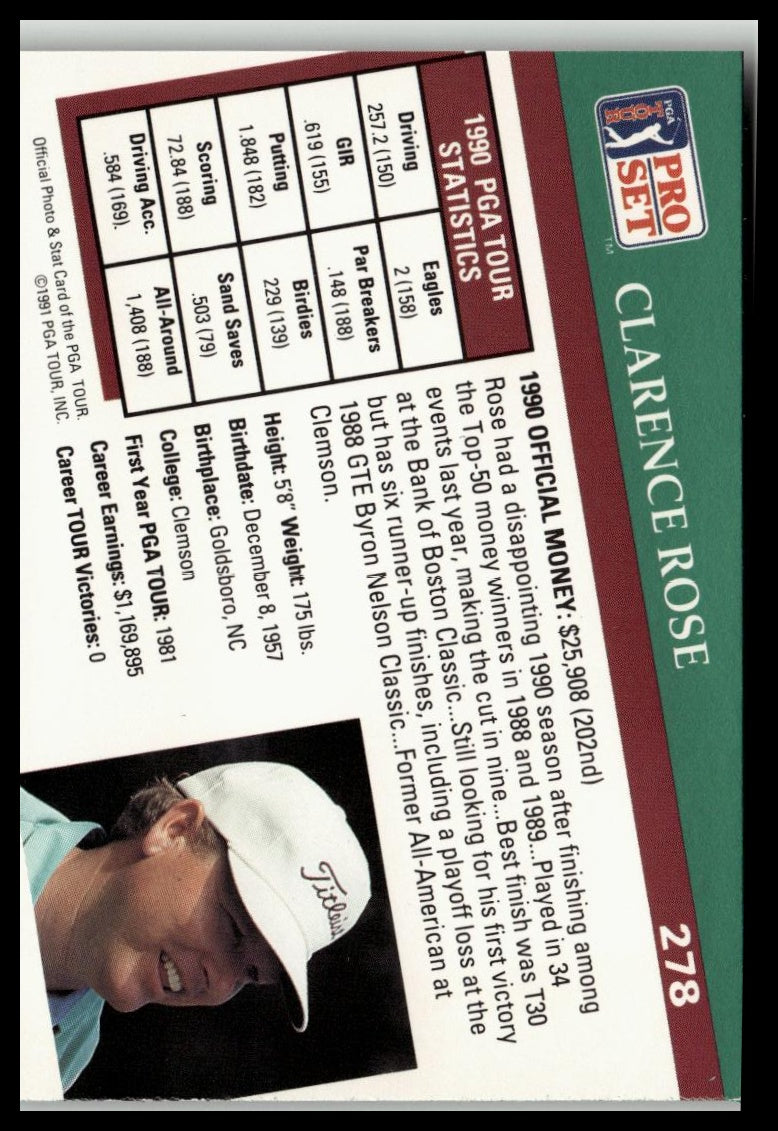 Golf Singles 1991 Pro Set PGA Tour [278 Clarence Rose