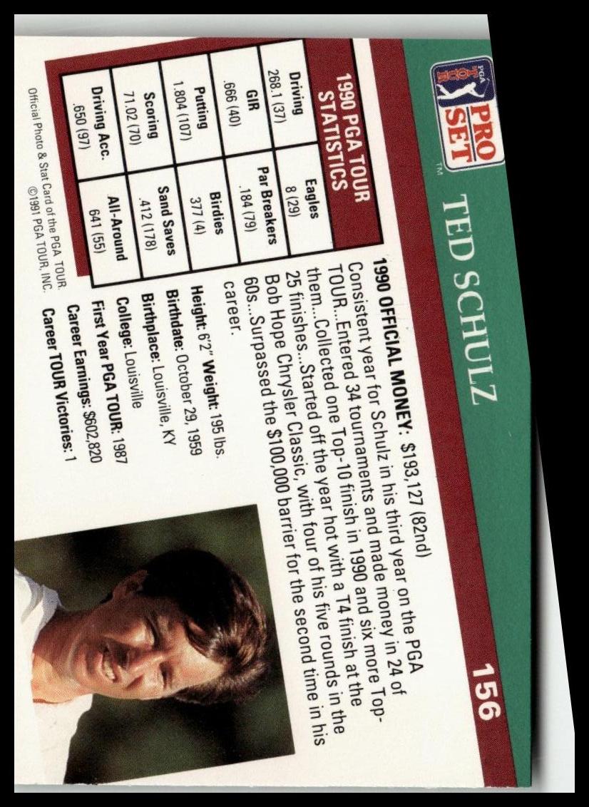 Golf Singles 1991 Pro Set PGA Tour [156 Ted Schulz