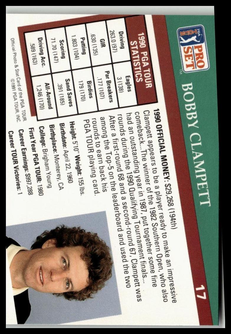 Golf Singles 1991 Pro Set PGA Tour [17 Bobby Clampett