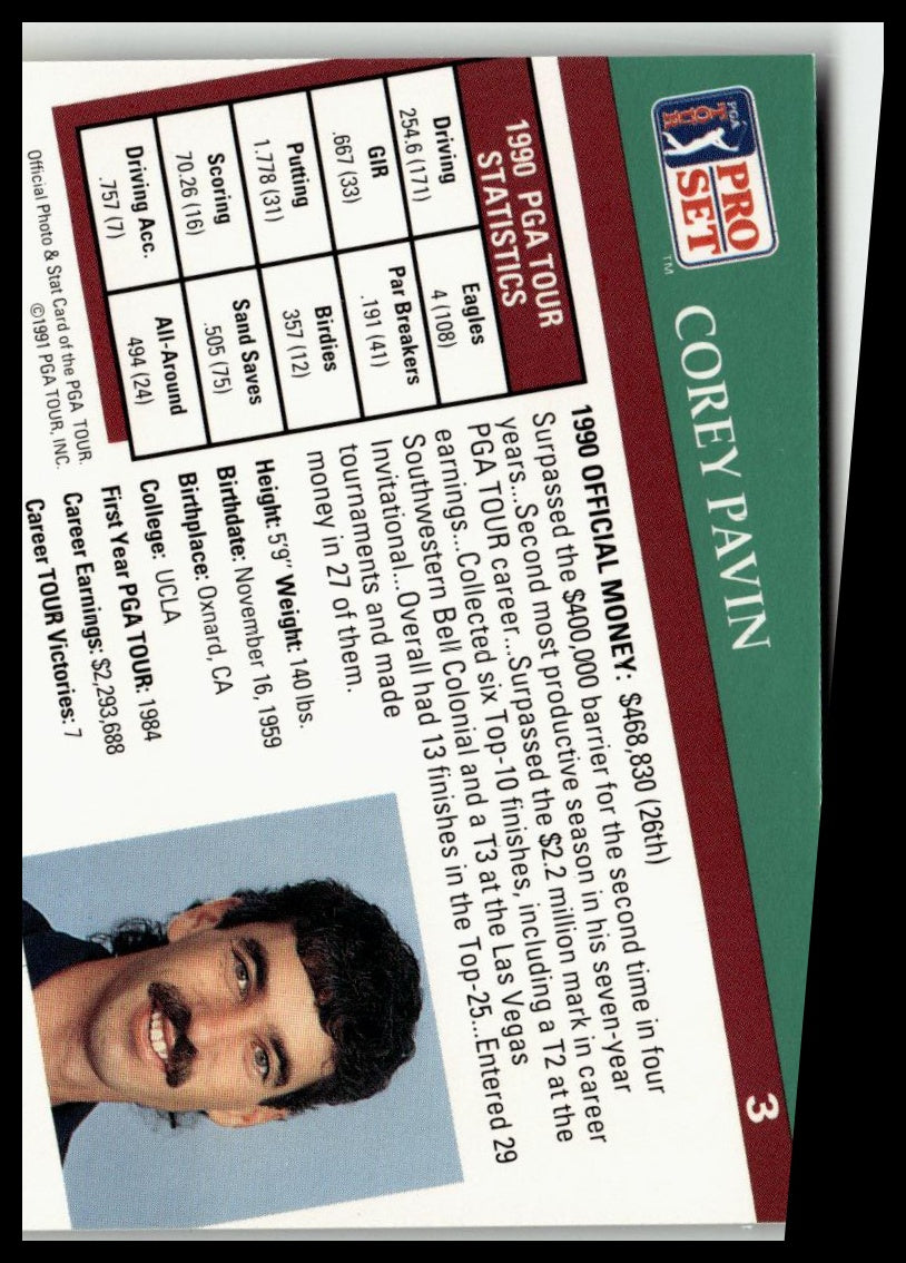 Golf Singles 1991 Pro Set PGA Tour [3 Corey Pavin