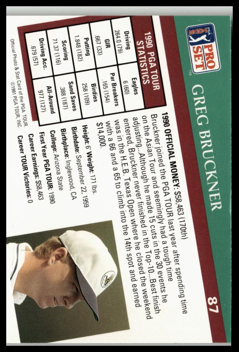 Golf Singles 1991 Pro Set PGA Tour [87 Greg Bruckner