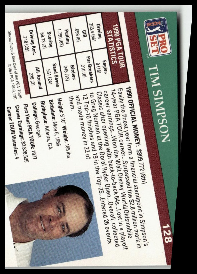 Golf Singles 1991 Pro Set PGA Tour [128 Tim Simpson