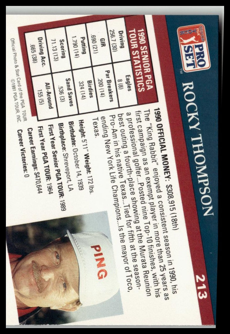 Golf Singles 1991 Pro Set PGA Tour [213 Rocky Thompson