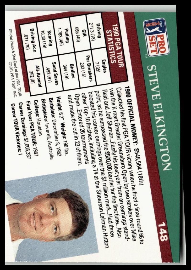 Golf Singles 1991 Pro Set PGA Tour [148 Steve Elkington