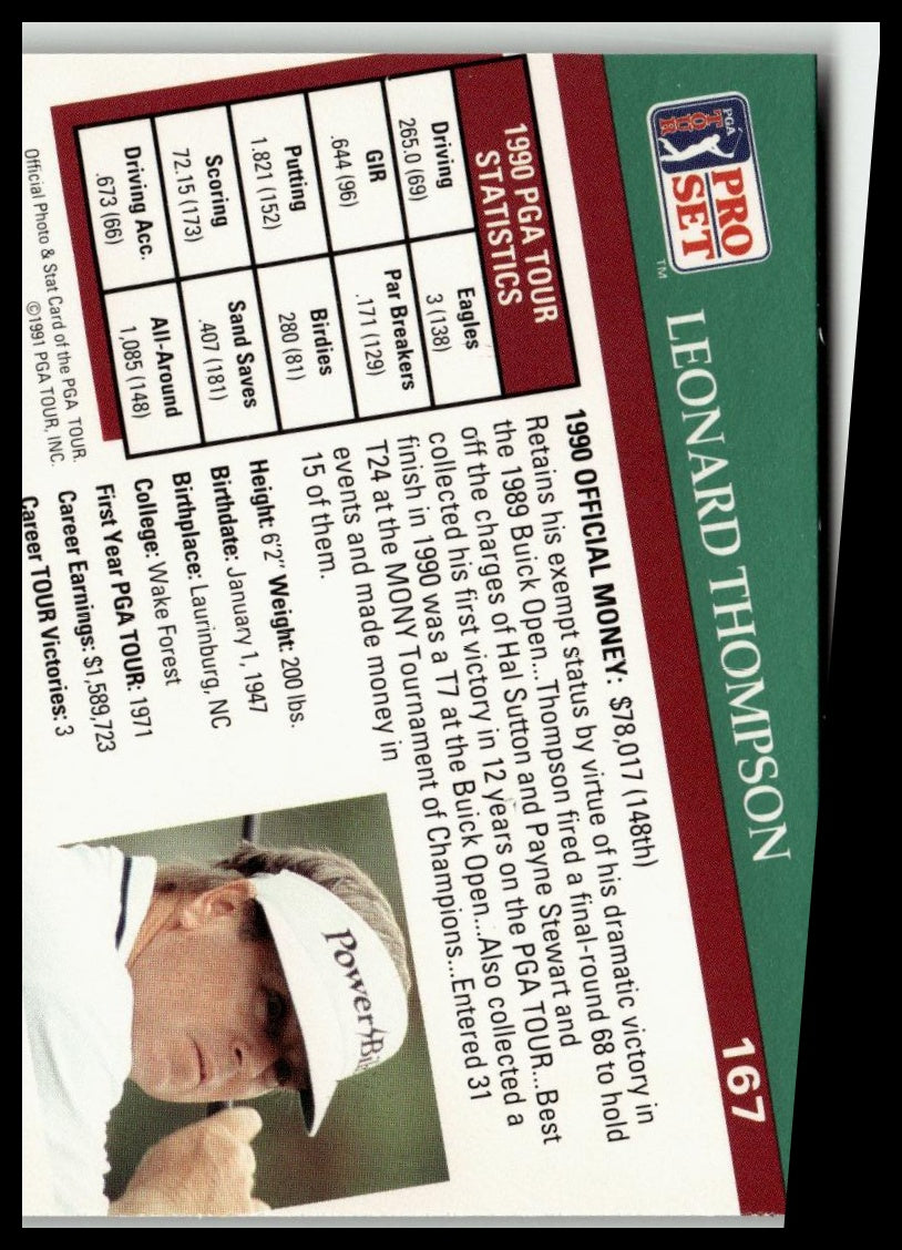 Golf Singles 1991 Pro Set PGA Tour [167 Leonard Thompson