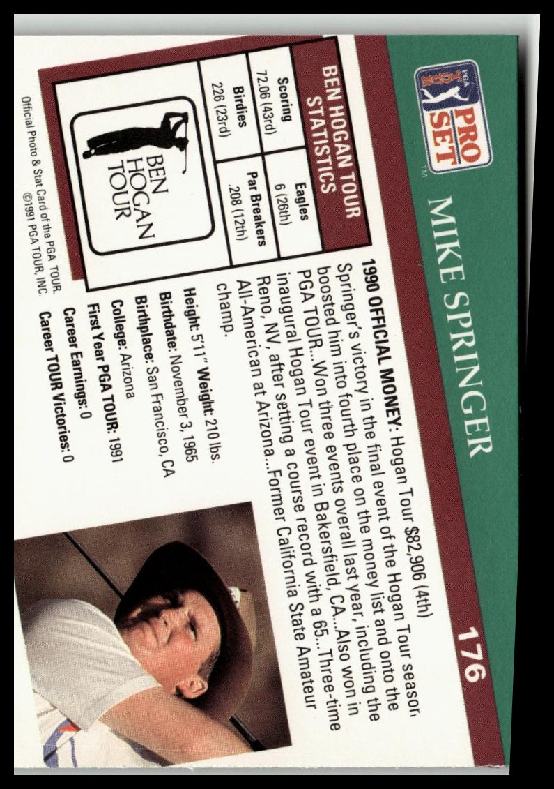 Golf Singles 1991 Pro Set PGA Tour [176 Mike Springer