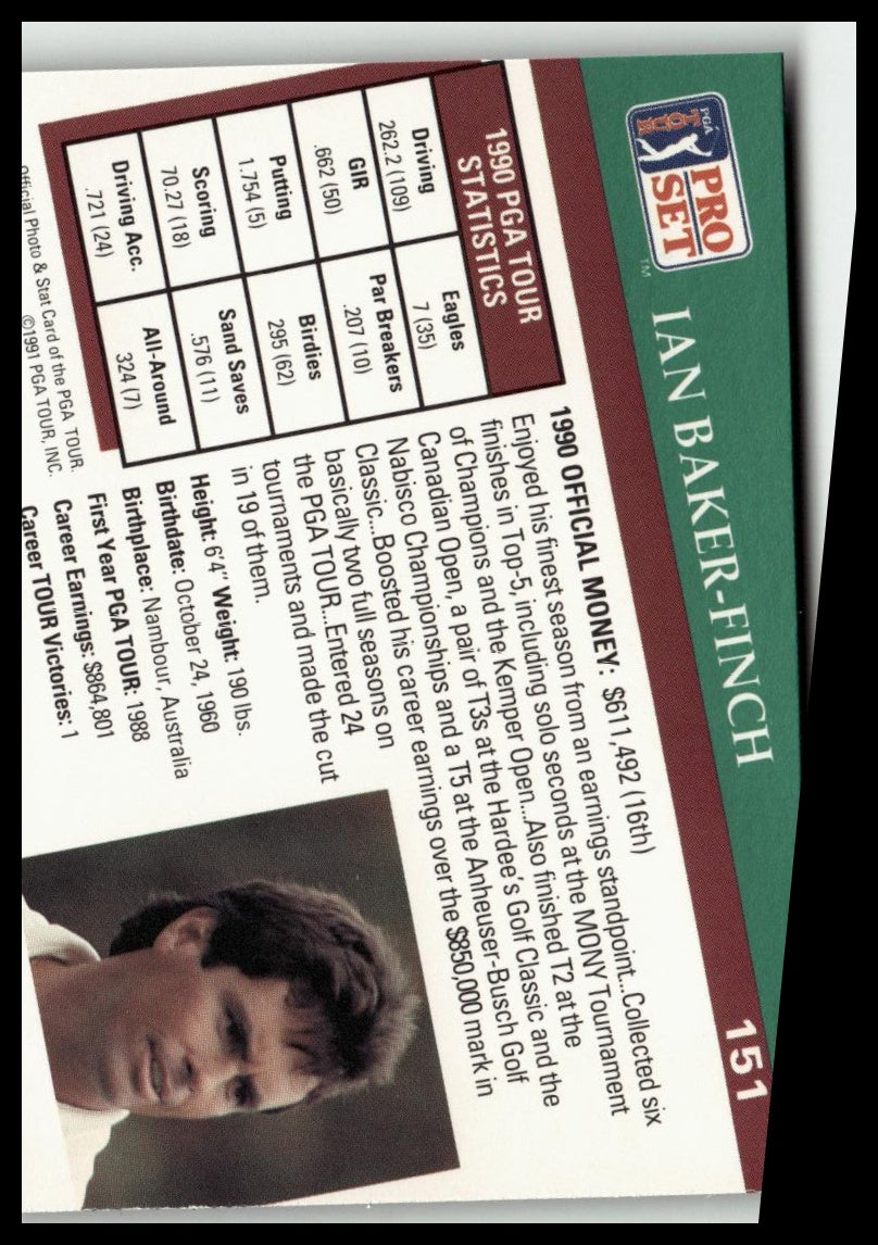 Golf Singles 1991 Pro Set PGA Tour [151 Ian Baker-Finch