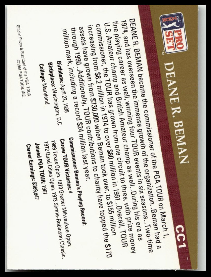 Golf Singles 1991 Pro Set PGA Tour [CC1 Deane R. Beman