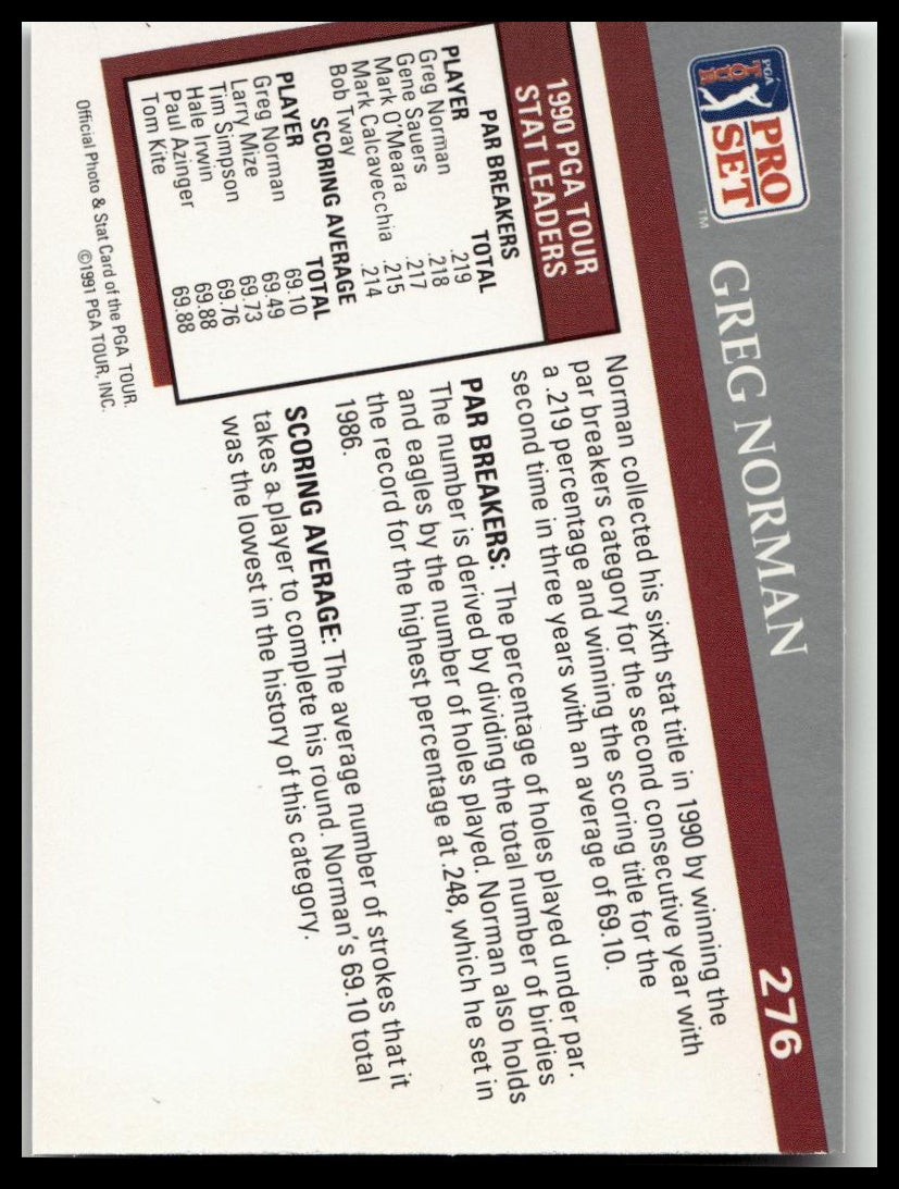 Golf Singles 1991 Pro Set PGA Tour [276 Greg Norman