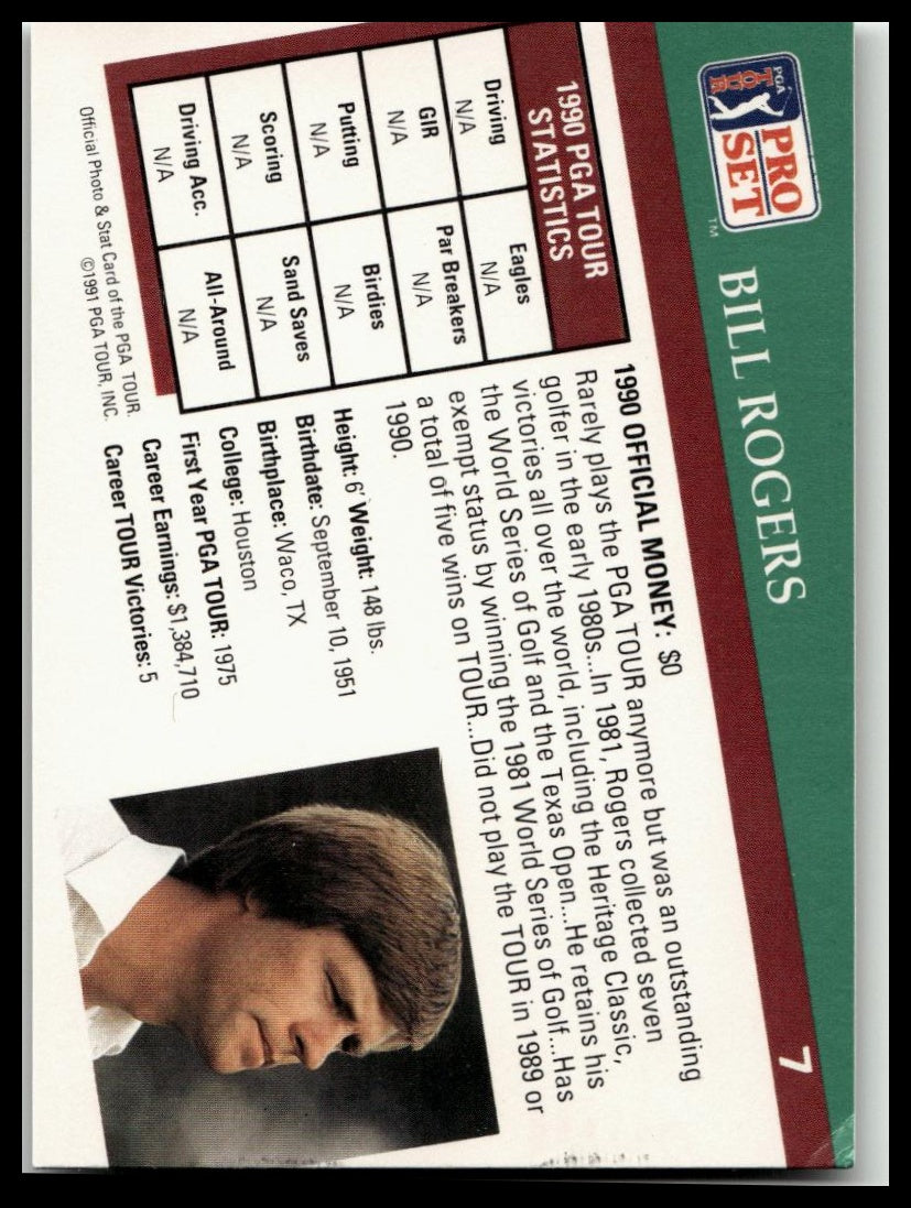 Golf Singles 1991 Pro Set PGA Tour [7 Bill Rogers