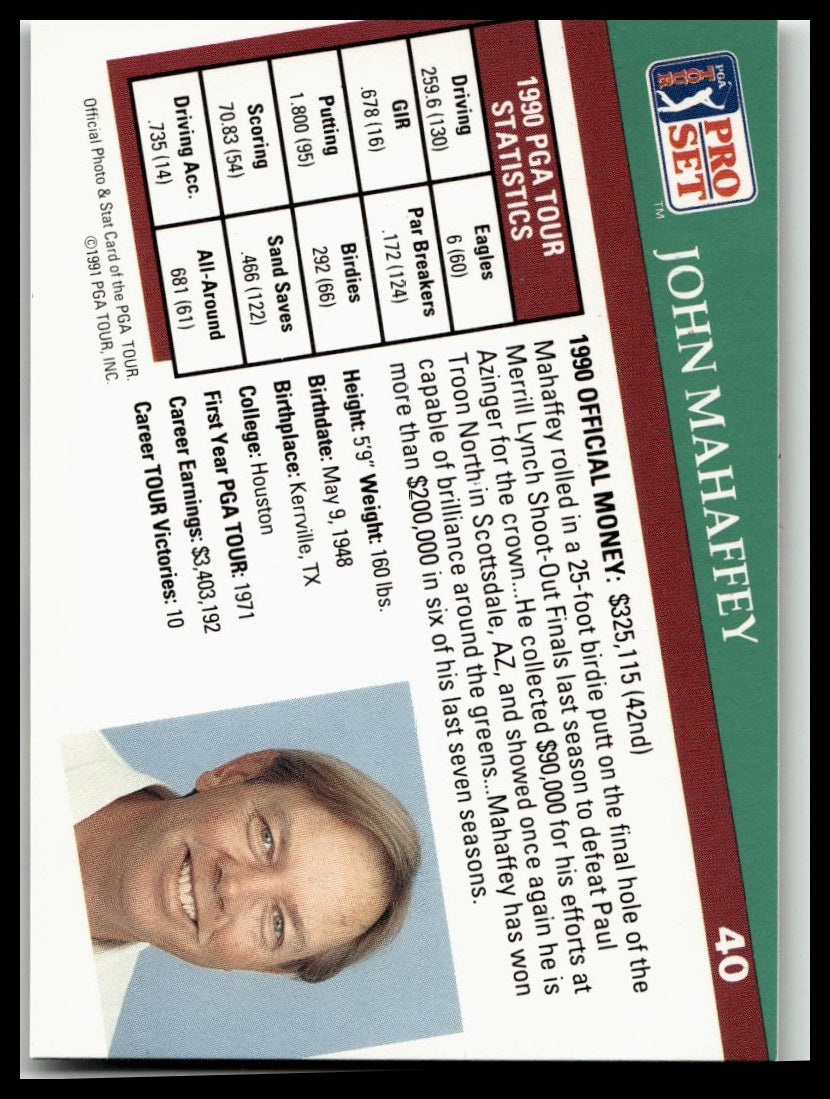 Golf Singles 1991 Pro Set PGA Tour [40 John Mahaffey