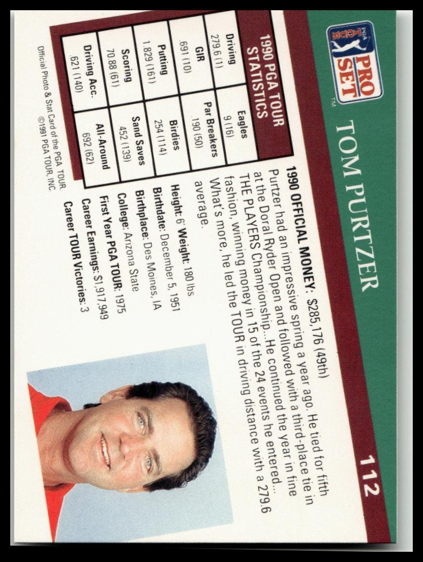 Golf Singles 1991 Pro Set PGA Tour [112 Tom Purtzer