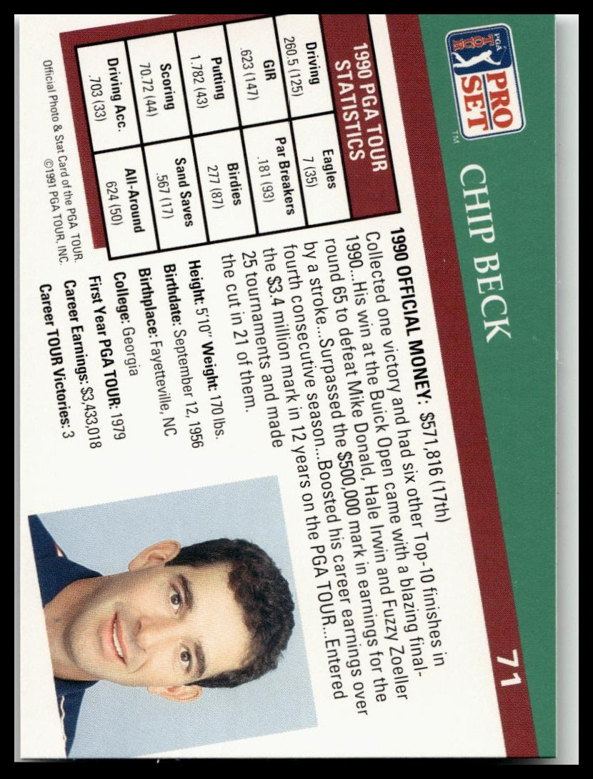 Golf Singles 1991 Pro Set PGA Tour [71 Chip Beck