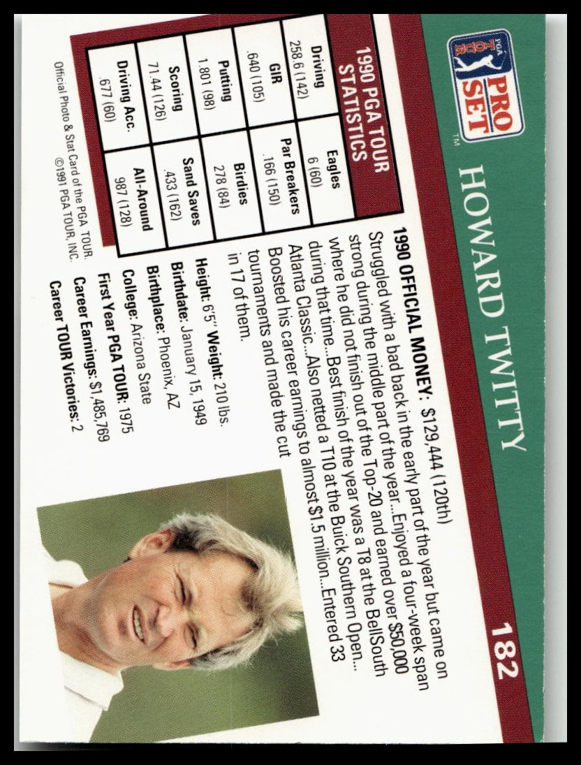 Golf Singles 1991 Pro Set PGA Tour [182 Howard Twitty