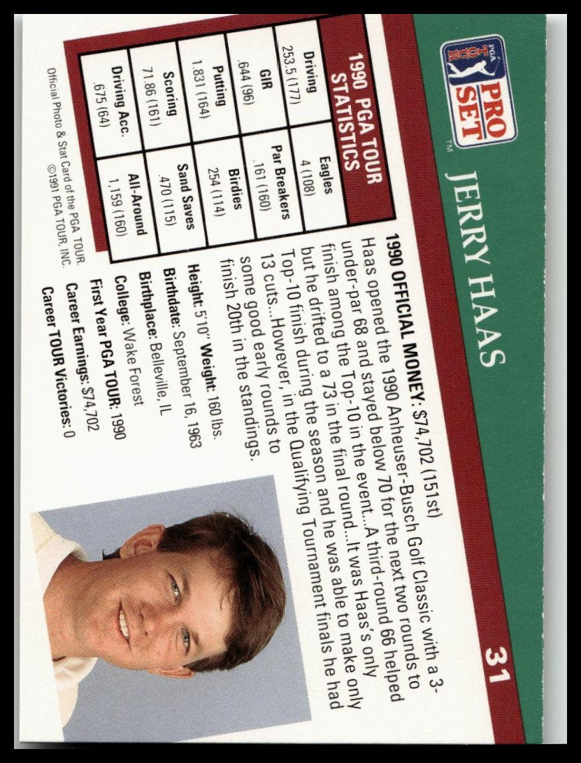 Golf Singles 1991 Pro Set PGA Tour [31 Jerry Haas
