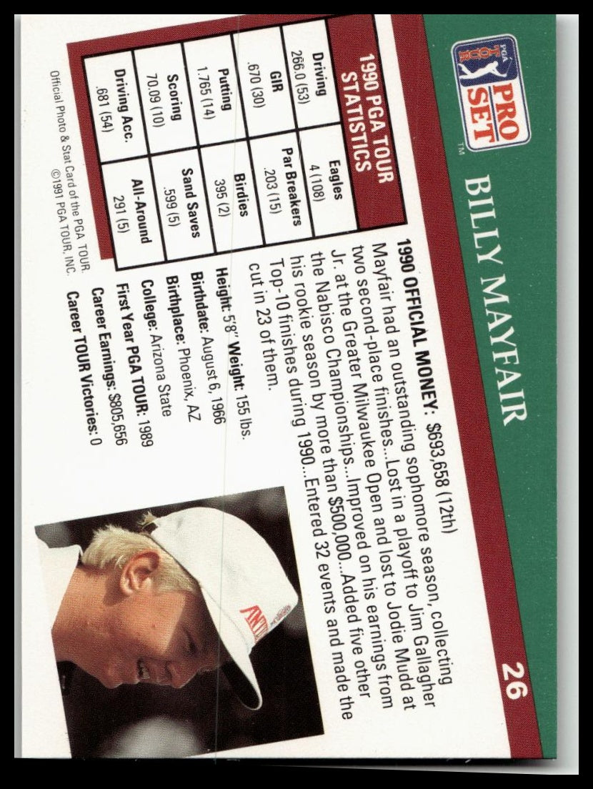 Golf Singles 1991 Pro Set PGA Tour [26 Billy Mayfair