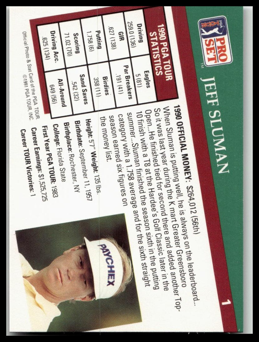 Golf Singles 1991 Pro Set PGA Tour [1 Jeff Sluman