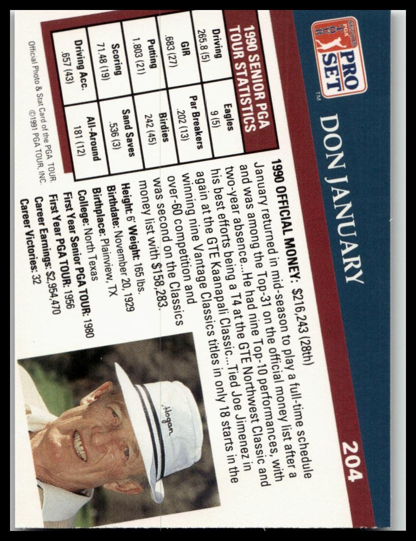 Golf Singles 1991 Pro Set PGA Tour [204 Don January