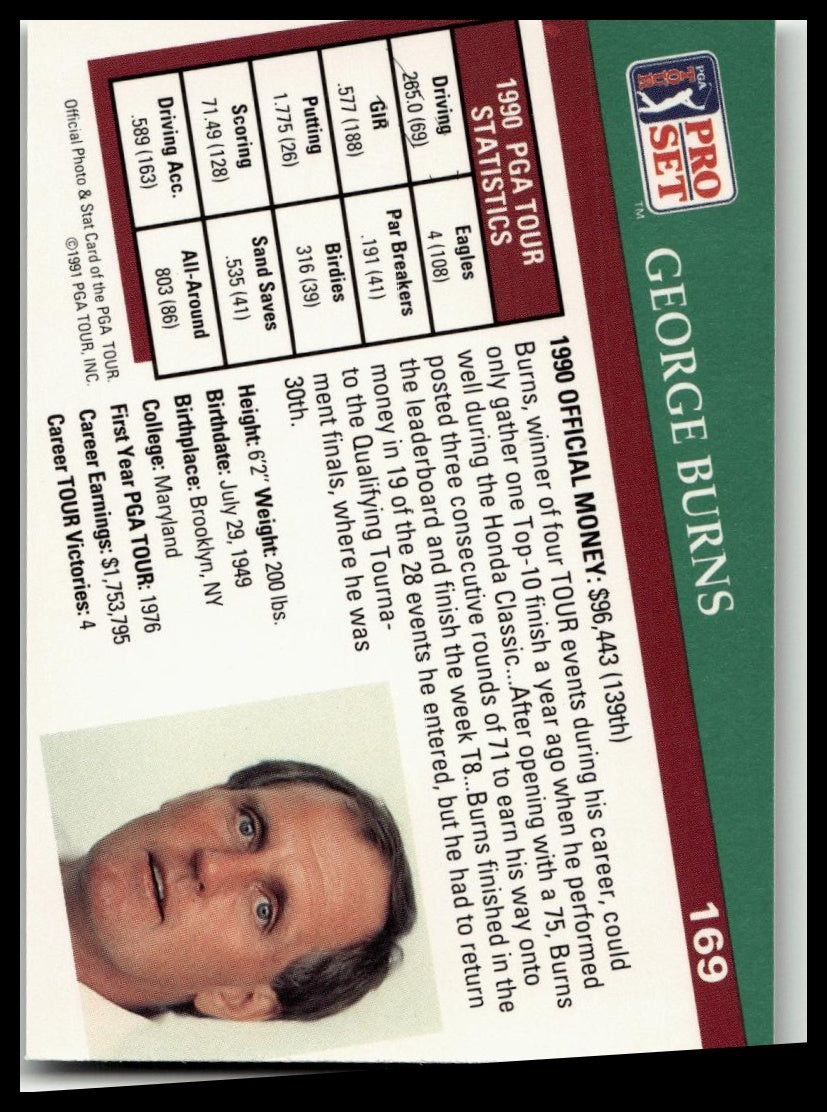 Golf Singles 1991 Pro Set PGA Tour [169 George Burns