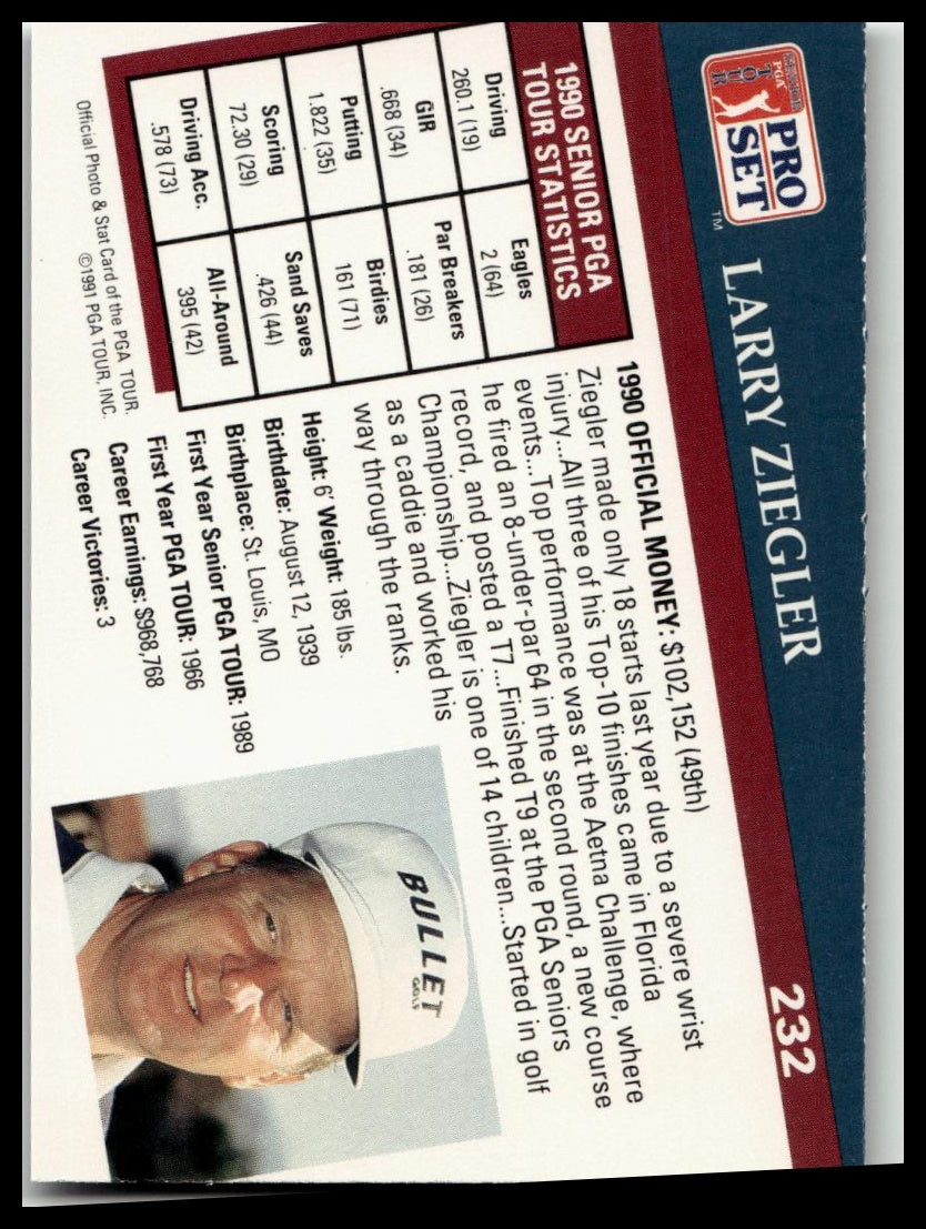 Golf Singles 1991 Pro Set PGA Tour [232 Larry Ziegler