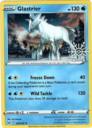 Pokemon TCG: SWSH Lost Origin 051/196 Glastrier (Cosmo Holo w/ Snowflake Stamp)