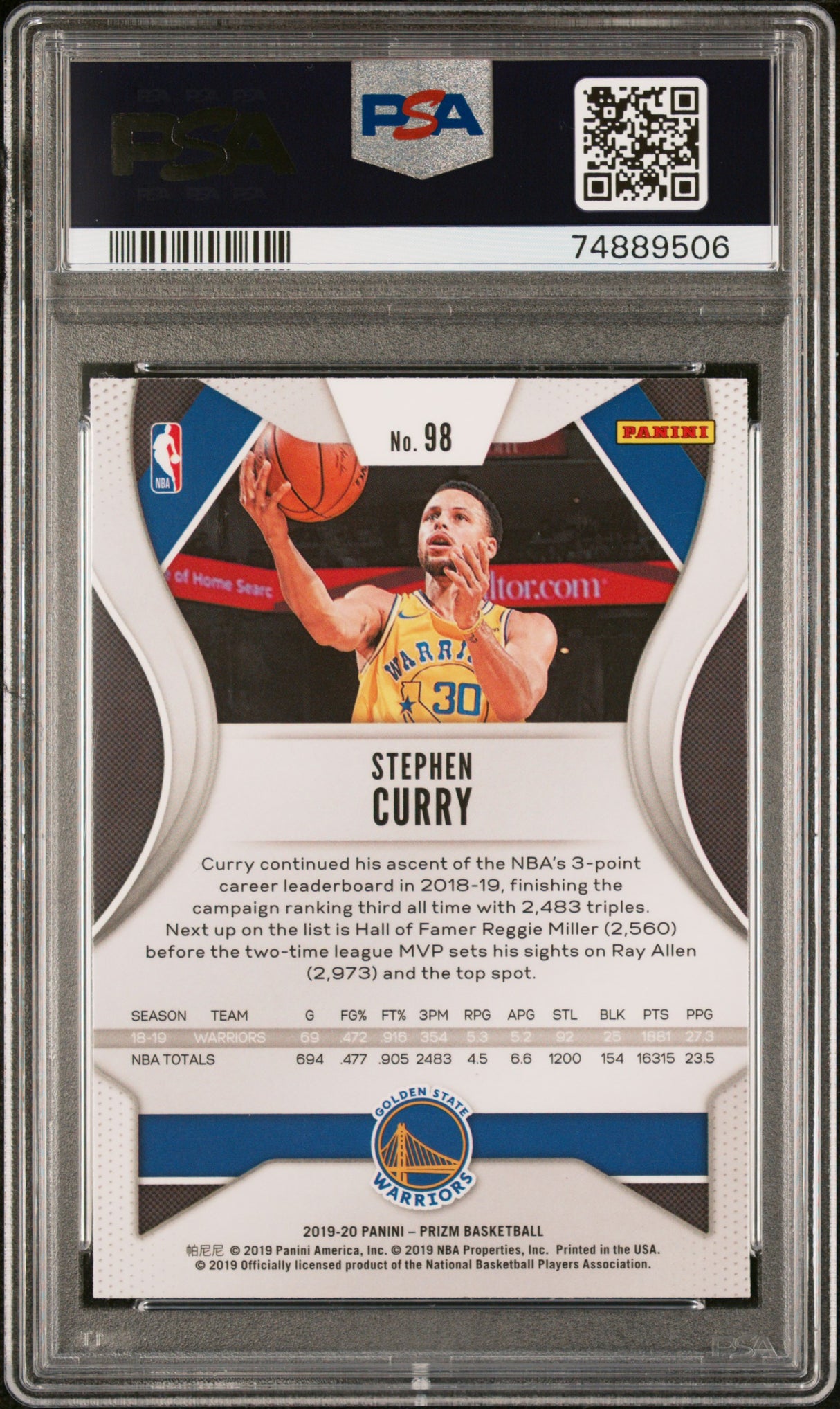 NBA Graded Card 2019 Panini Prizm [98 Stephen Curry PSA 10