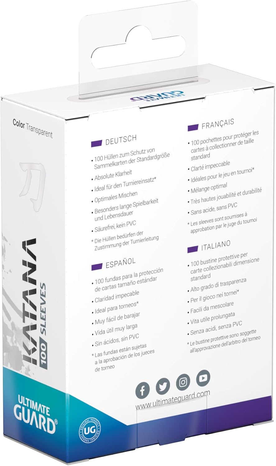 Ultimate Guard - Katana Sleeves - Standard Size - Transparent 100 Pack