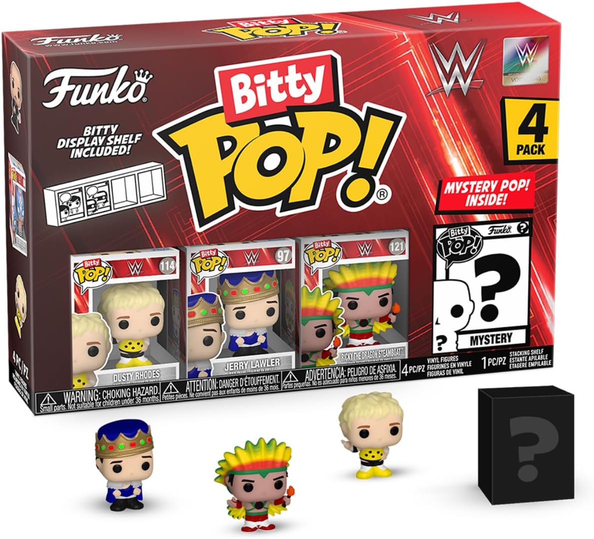 Bitty Pop! WWE: Dusty Rhodes 4-Pack Mini Vinyl Figure with Mystery