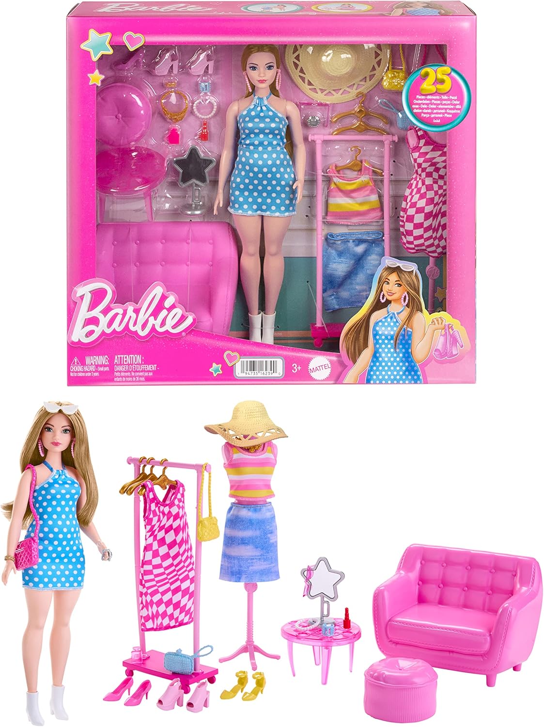 Barbie Doll and Fashion Set, Barbie Clothes with Closet Accessories