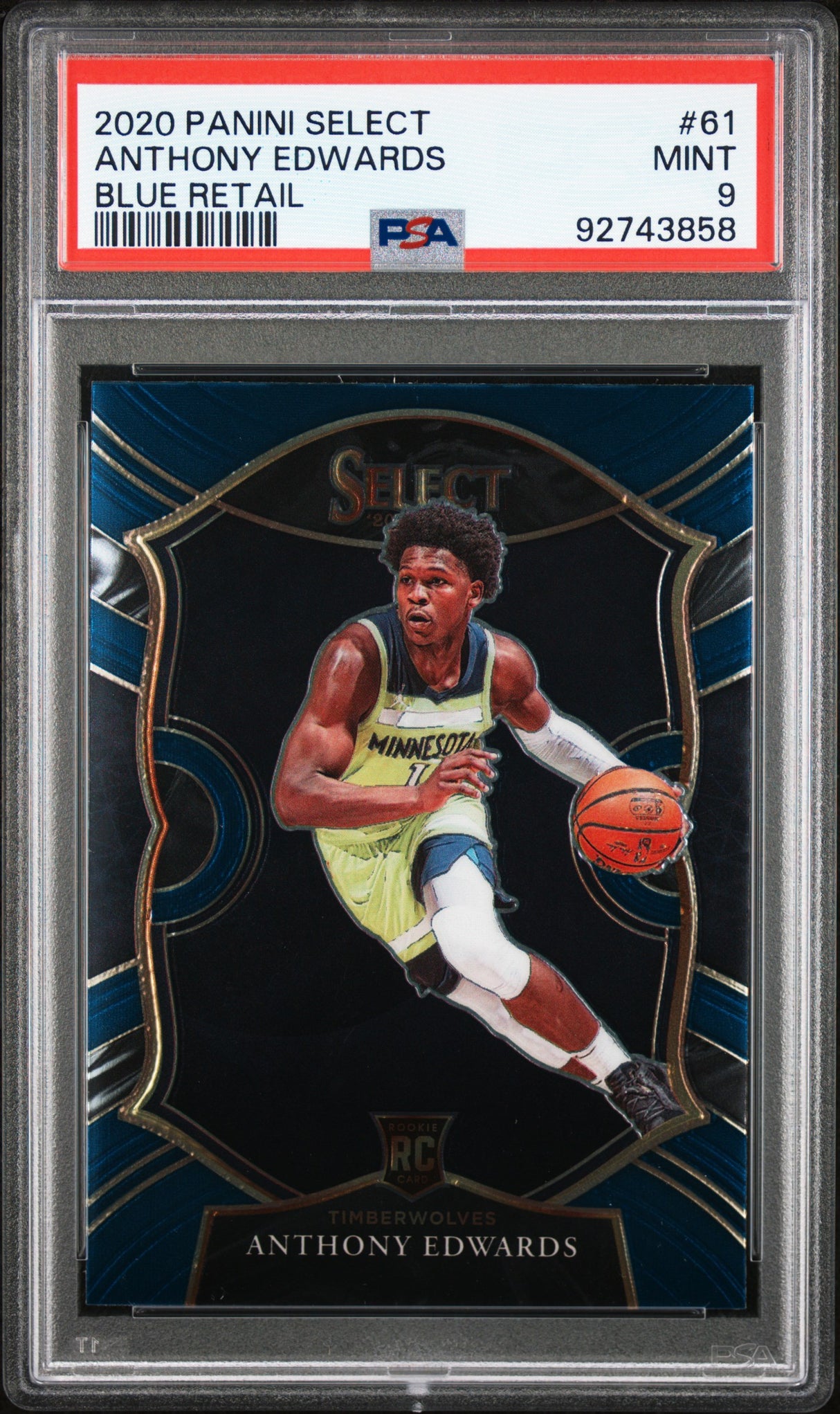 NBA Graded Card 2020 Panini Select [61 Anthony Edwards Blue Retail PSA 9