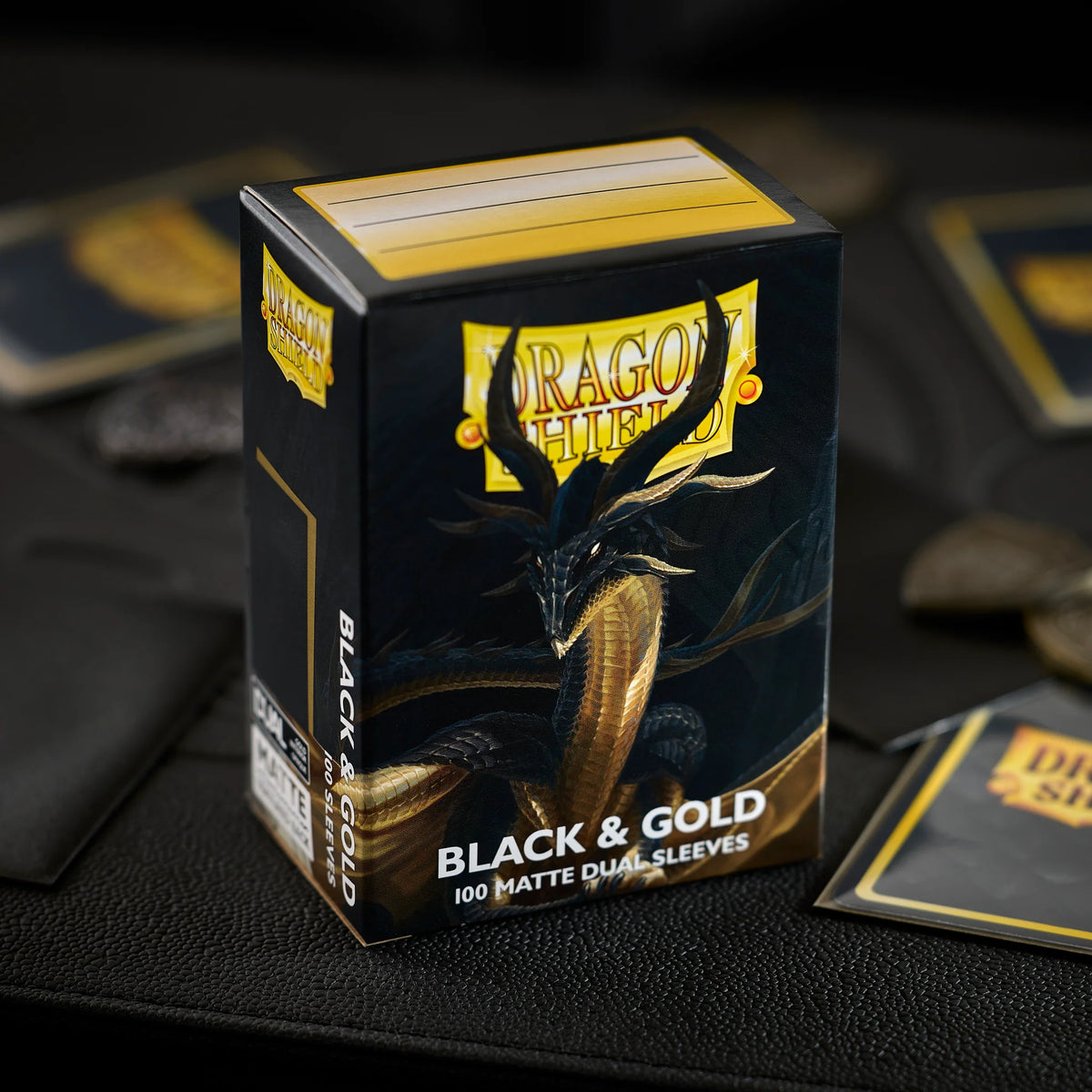 Dragon Shield - Dual Matte Standard Size Sleeves 100pk - Black & Gold