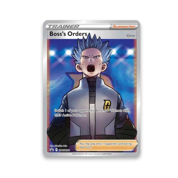 Pokemon TCG: Premium Tournament Collection Cyrus - Boss's Orders Promo Card + 3 Boss's Orders Cards